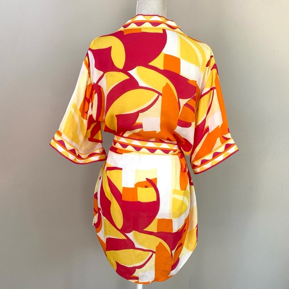 REBECCA VALLANCE Sorrento Short Waist-Tie Coverup Kimono Dress Size XS - Picture 12 of 13